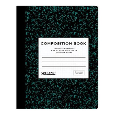 Bazic Products Bazic 100 Ct. 5-1-inch Quad-Ruled Marble Composition Book, 48PK 5052